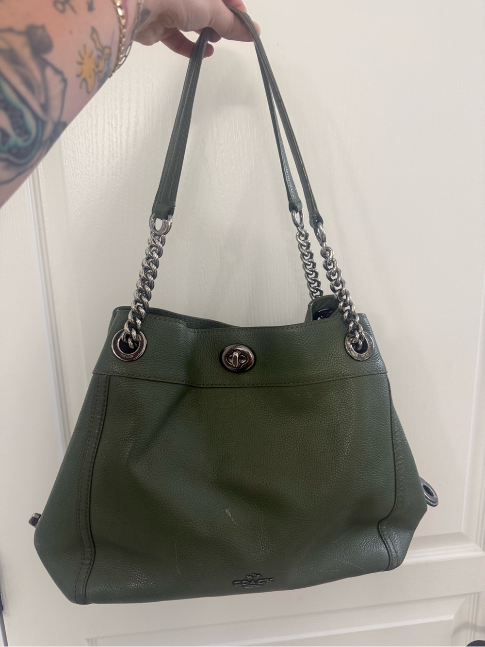 Coach Edie in Green Leather